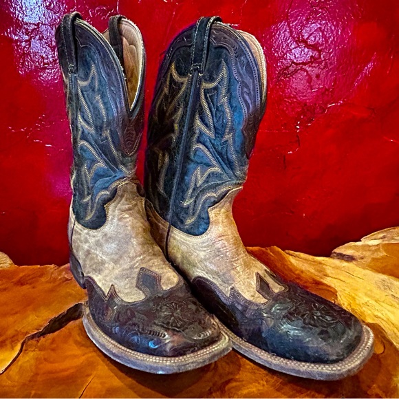 STETSON TOOLED WING-TIP SQUARE COWBOY BOOTS - Picture 6 of 6